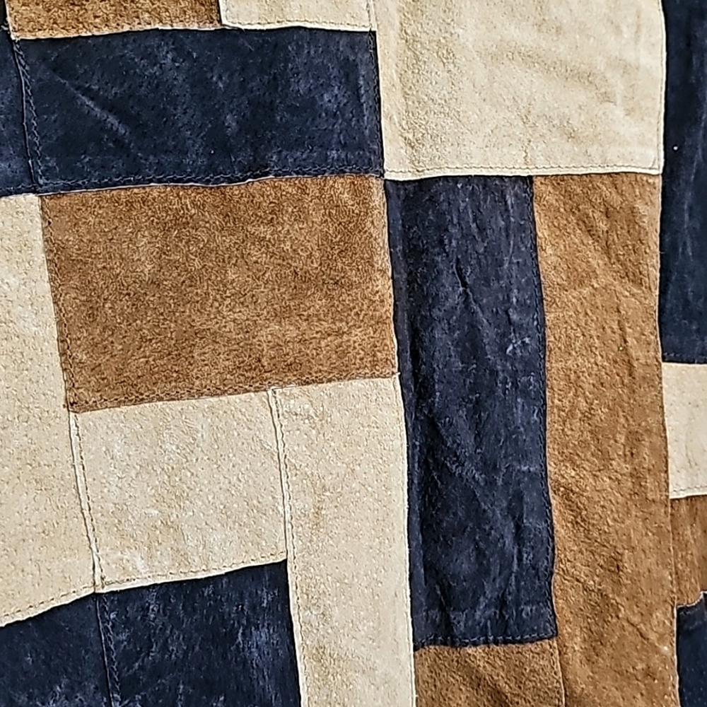 Studio C Retro Patchwork Leather Collared Longsle… - image 5